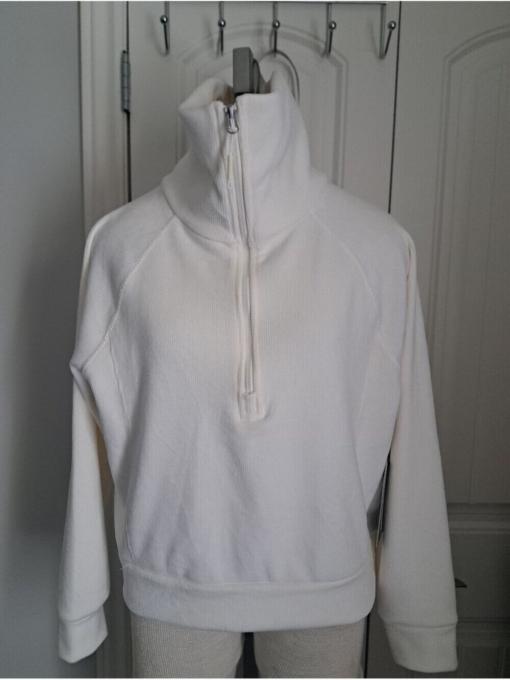 KYODAN Velour Collection Half Zip Cream Ribbed Pullover Sweater long sleeve M